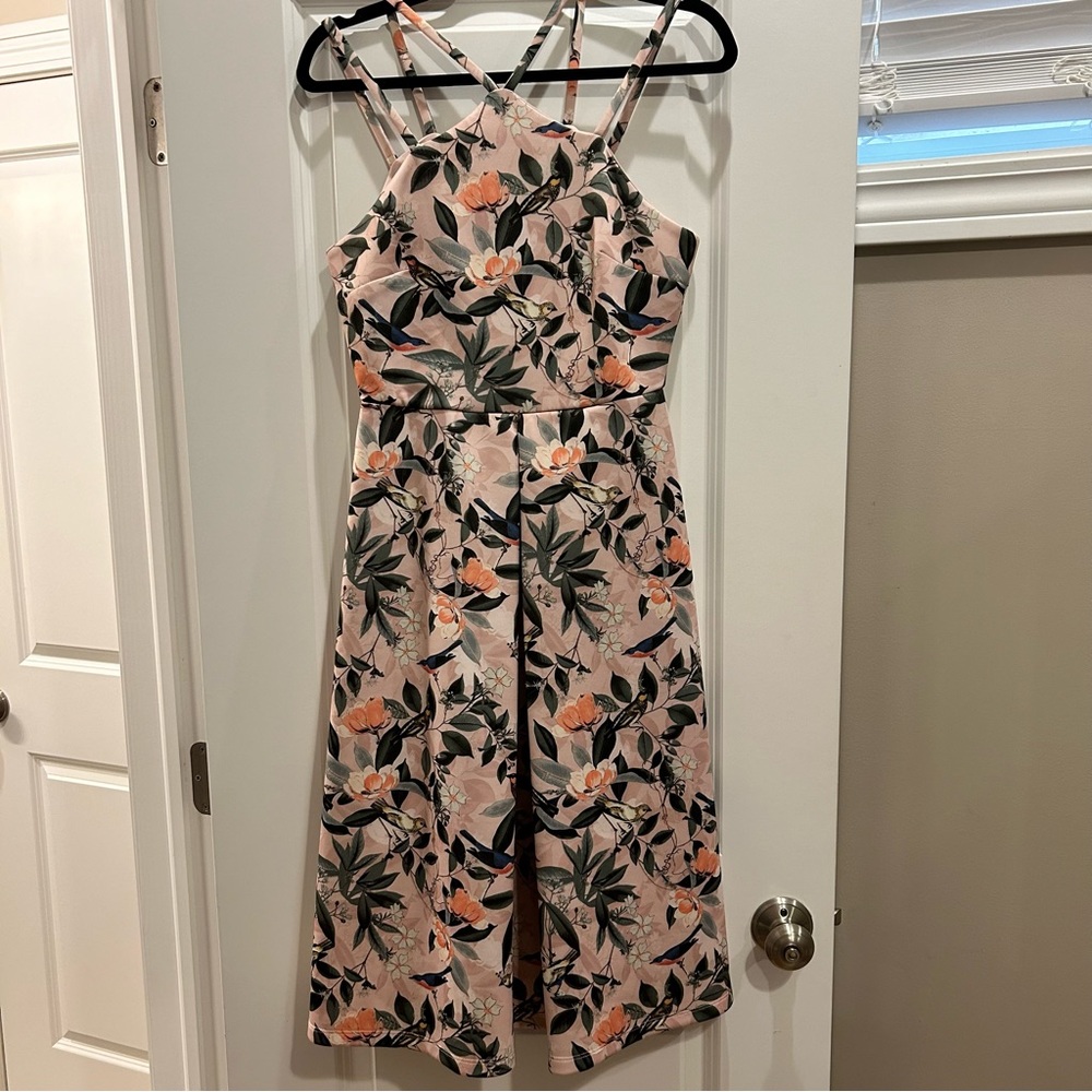 ASOS Floral Scuba Midi Dress - Pink